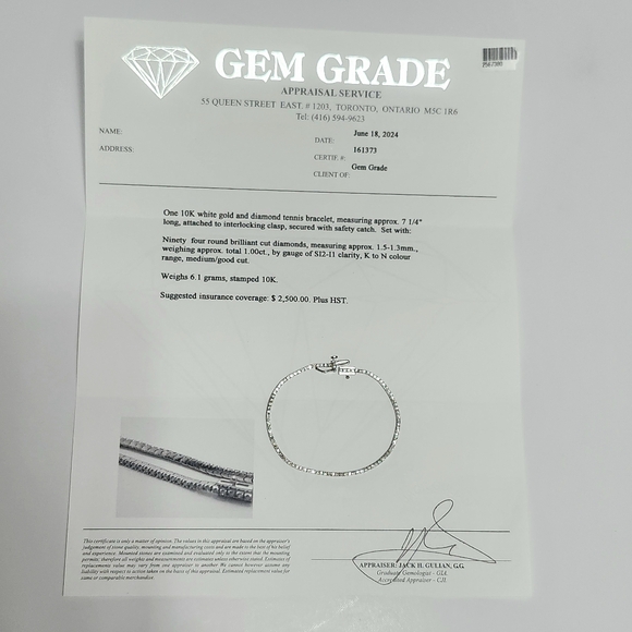 1.00 ct Diamond 10K Gold Bracelet Certificate - Picture 17 of 17